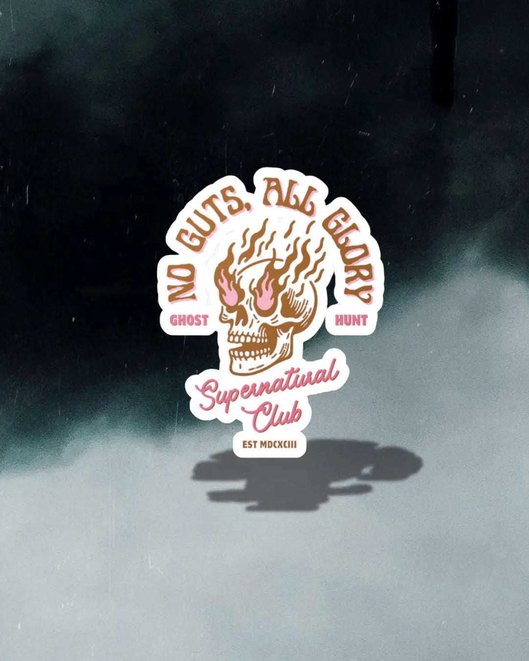 Kiss-Cut No Guts, All Glory Vinyl Sticker. (Brown & Pink) - Ghost Hunt - Stickers