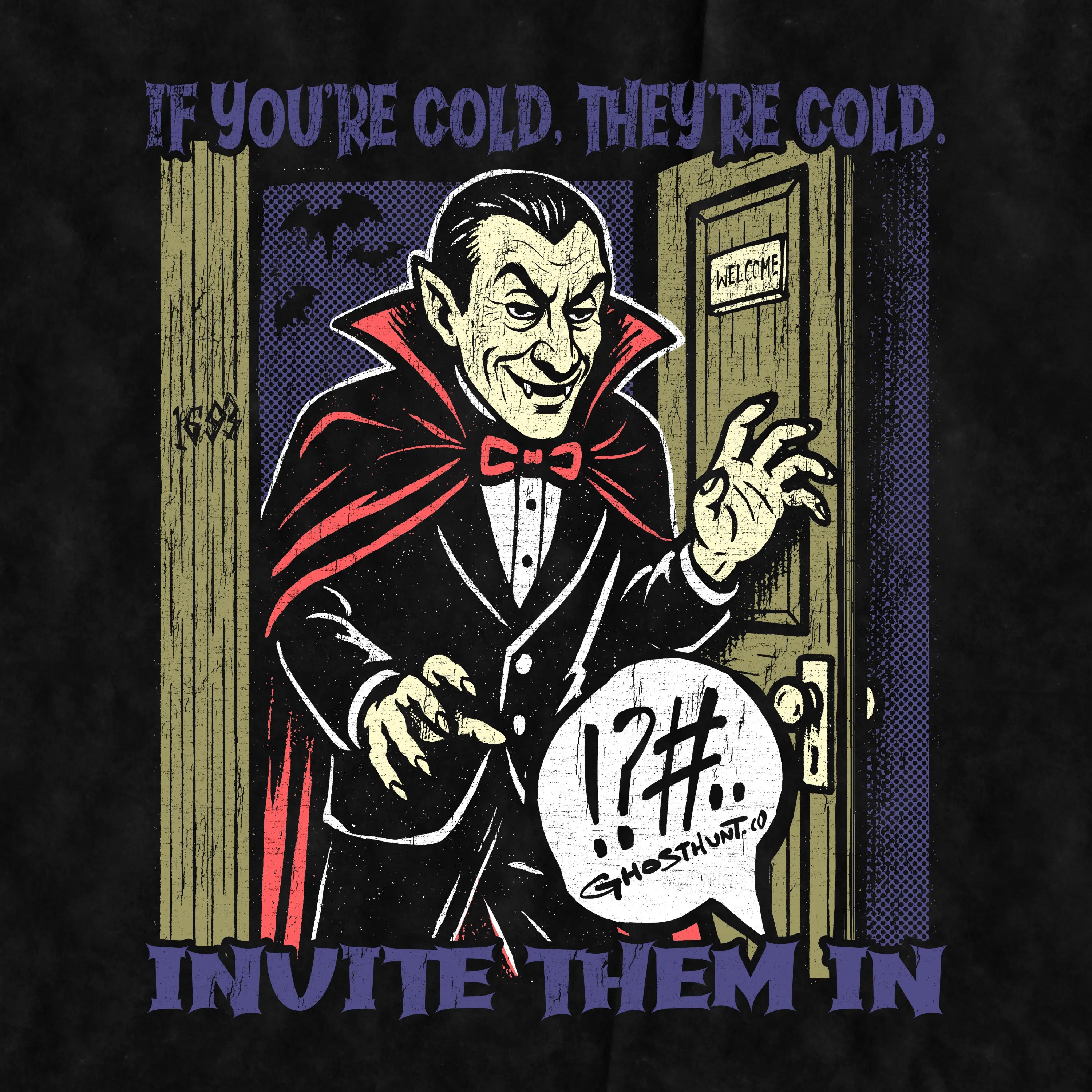 Vampire Retro Comic T-Shirt Ghost Hunt -     