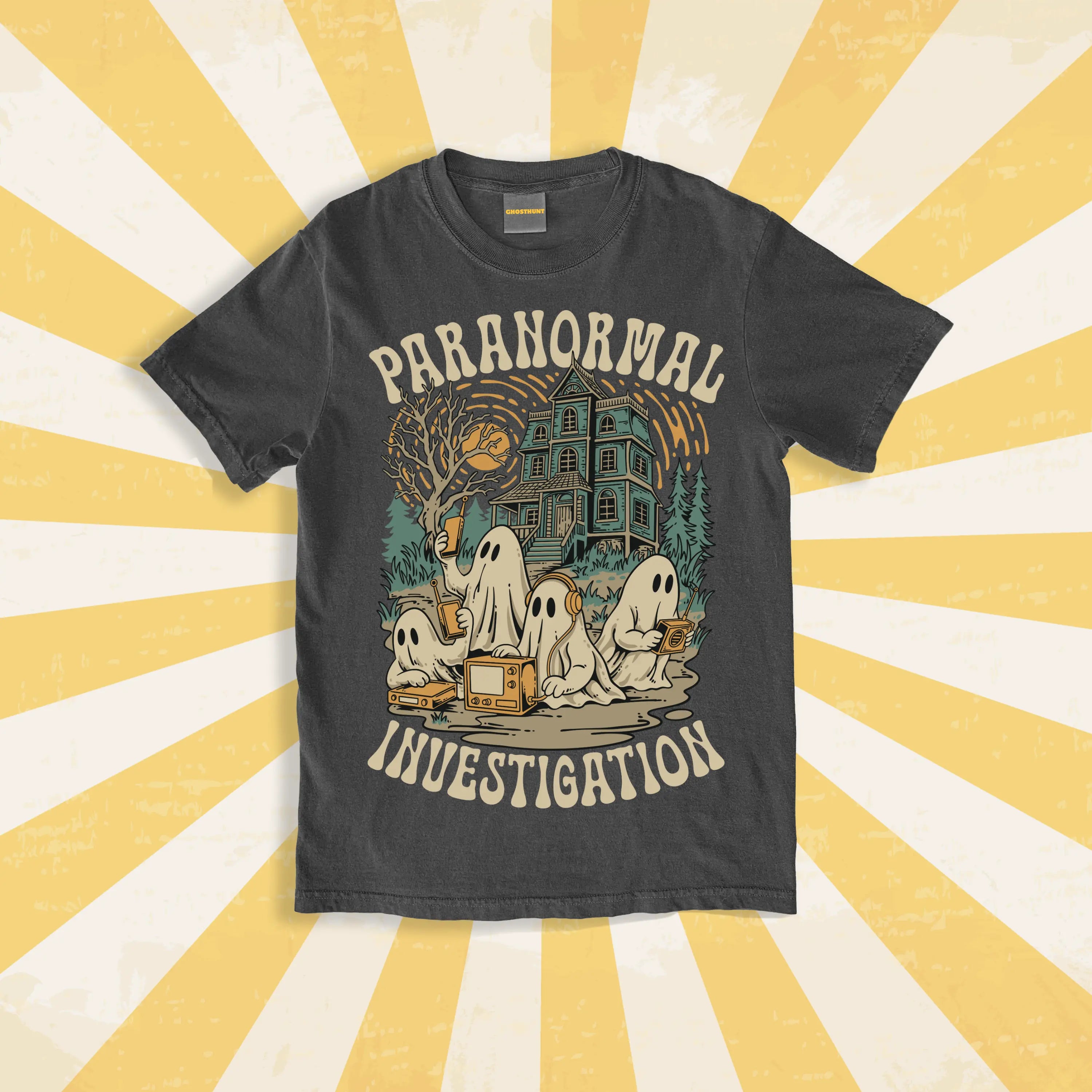 Paranormal Investigation Vintage Tee Ghost Hunt -  25.00 Graphite / 3XL