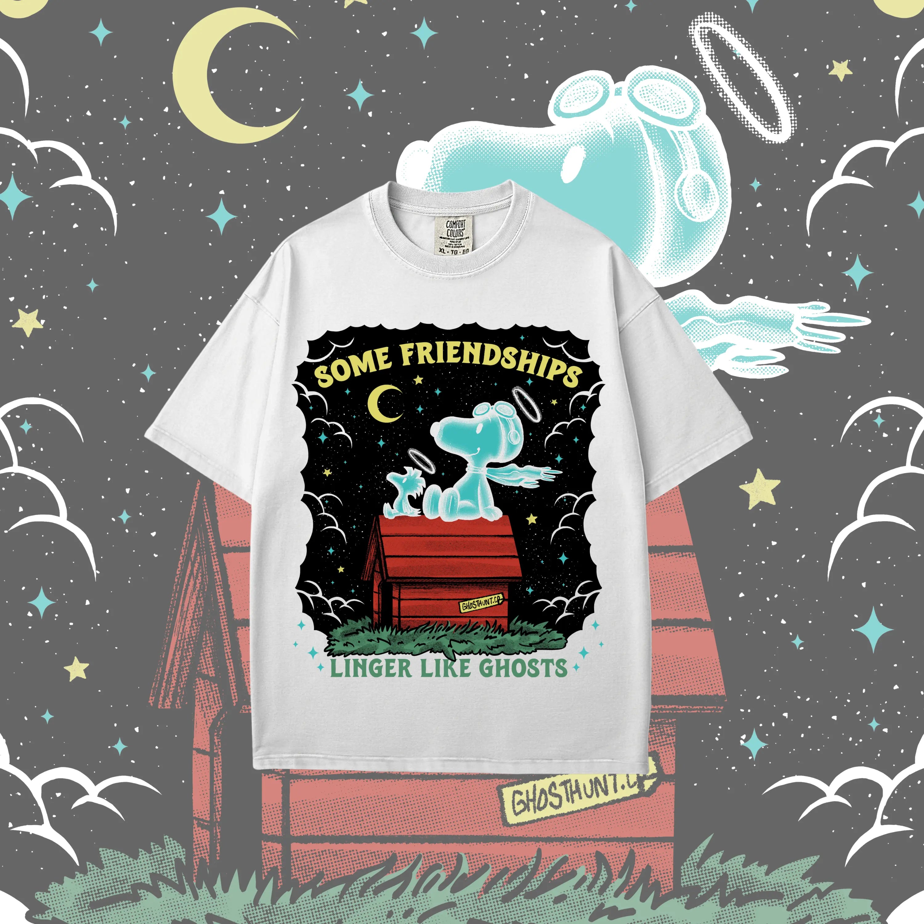 Whimsical Friendship Ghost T-Shirt Ghost Hunt -  32.00  White / 3XL 