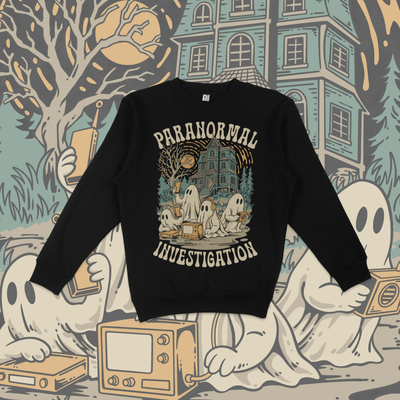 Paranormal Investigation Crewneck Sweater Ghost Hunt -  40.00  2XL / Black 